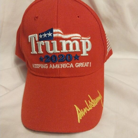 Trump 2020 Baseball Cap Hat Red Signed Keeping America Great Adjustable Strap - Picture 1 of 11